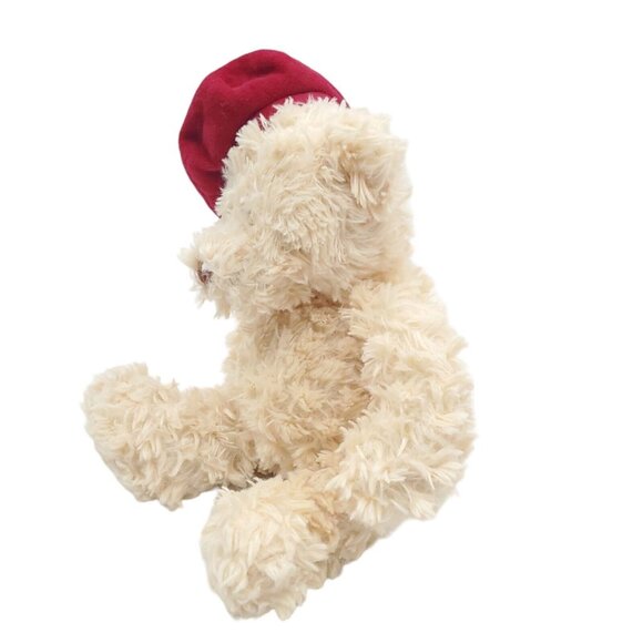 Vintage Shaggy Cream Teddy Bear with Red Beret Plush Stuffed‎ Animal Fiesta 14" - Picture 3 of 6